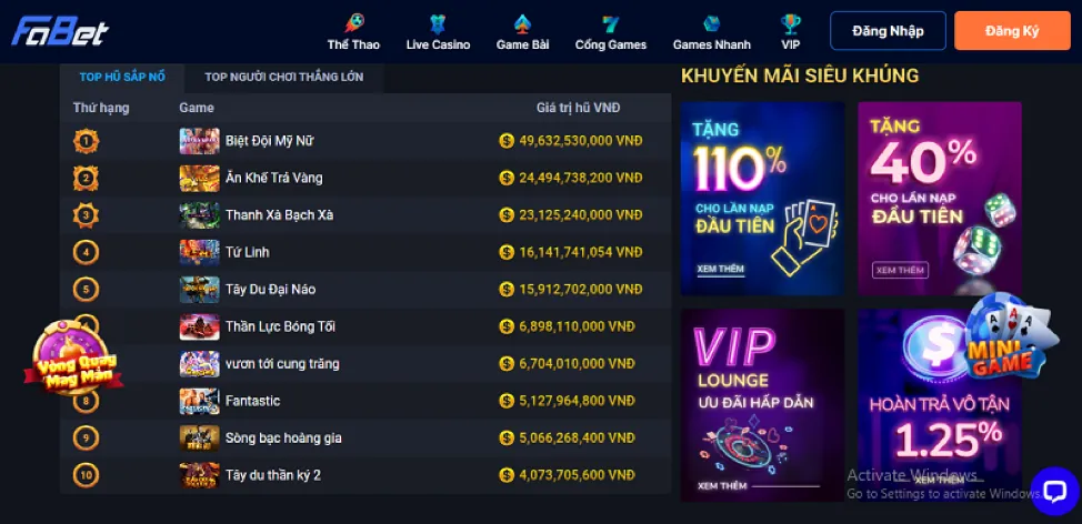 Banner khuyến mãi betvip